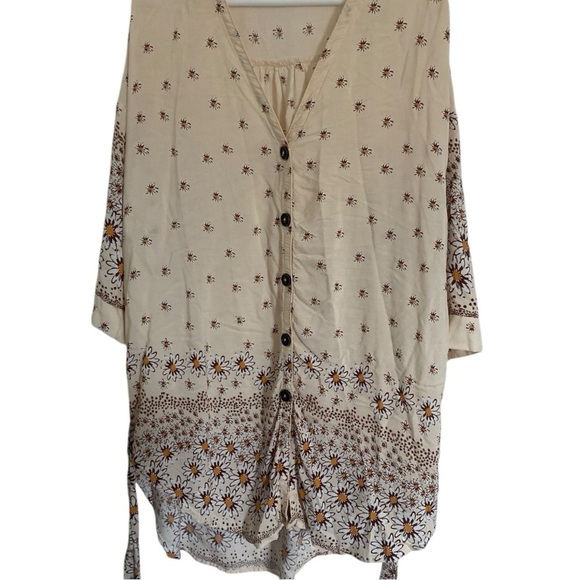 SHEIN Curve Daisy Printed Full Button Tunic Top/Dress 4Xl - Picture 2 of 6